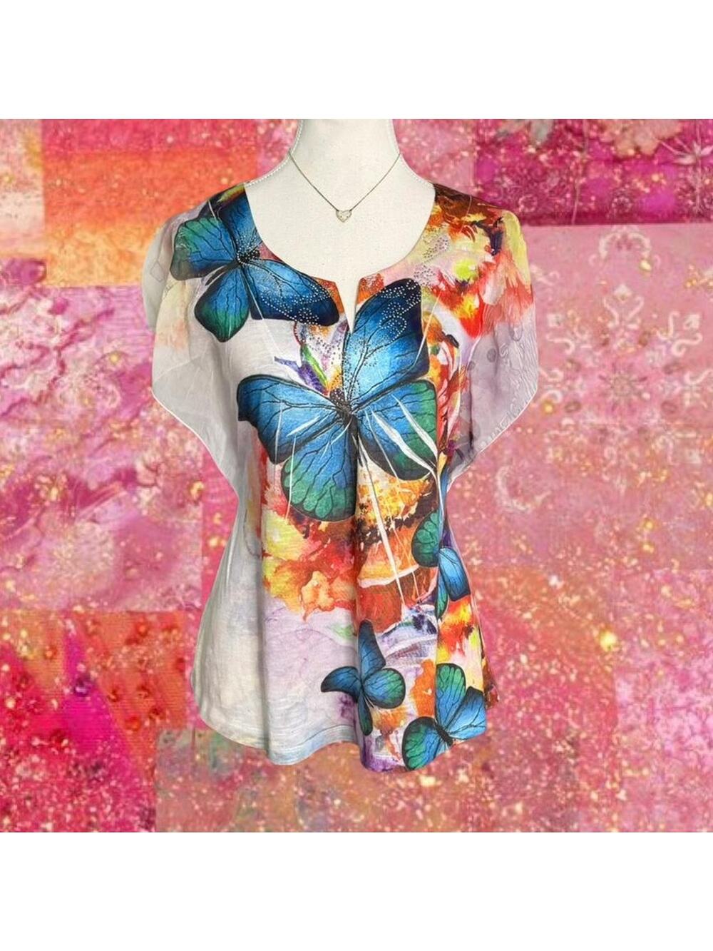 Unity World Wear Whimsy Fairy Core Vintae Butterfly Mcbling 2000s Top Size Large